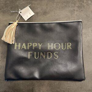ELUM DESIGNS HAPPY HOUR FUNDS ZIPPER POUCH CLUTCH BAG - NWT MEASURES 9" BY 7"